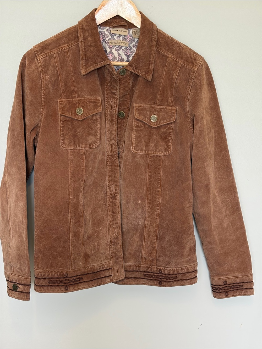 Ruff Hewn Brown Suede-Look Button Jacket